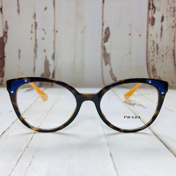 PRADA Oval Brown Tortoise & Gold Eyeglasses Glasses Frames NWOT - Picture 2 of 12